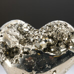 Genuine Pyrite Crystal Clustered Heart + Acrylic Display Stand v.4