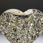 Genuine Pyrite Crystal Clustered Heart + Acrylic Display Stand v.2