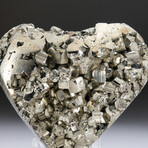 Genuine Pyrite Crystal Clustered Heart + Acrylic Display Stand v.3