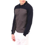 6316 Knitted Polo Shirt // Anthracite + Navy (M)