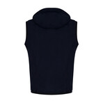 6195 Hooded Zippered Vest // Navy (S)