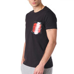 Pocket Detail T-Shirt // Black + Red (L)