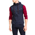 6195 Hooded Zippered Vest // Navy (S)
