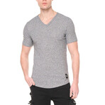 6304 V-Neck Ribbed Muscle Tee // Gray (2XL)
