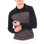 6316 Knitted Polo Shirt // Anthracite + Navy (S)