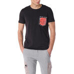 Pocket Detail T-Shirt // Black + Red (L)