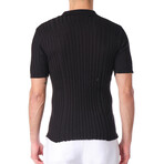 6225 Knitted Polo Shirt // Black (M)