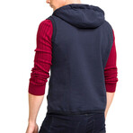 6195 Hooded Zippered Vest // Navy (S)