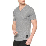 6304 V-Neck Ribbed Muscle Tee // Gray (2XL)