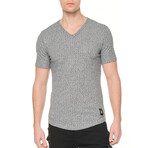 6304 V-Neck Ribbed Muscle Tee // Gray (2XL)
