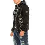 71174 Mixed Media Hooded Jacket // Black (S)