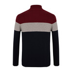 Carson Color Block Zip-Up Sweater // Navy + Bordeaux (L)
