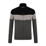 Gage Color Block Zip-Up Sweater // Anthracite + Black (M)