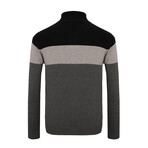 Gage Color Block Zip-Up Sweater // Anthracite + Black (3XL)