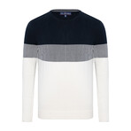 Damian Color Block Sweater // Navy + Ecru (3XL)