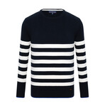 Brad Striped Sweater // Navy + Ecru (L)