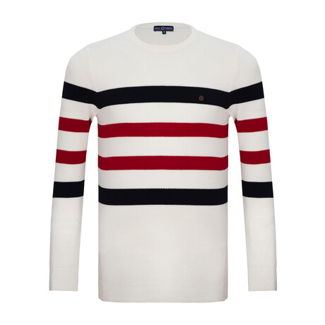Colton Striped Sweater // Ecru (S)