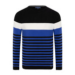 Nicholas Striped Sweater // Black + Sax (3XL)