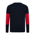 Tommy Color Block Sweater // Navy + Ecru + Bordeaux (3XL)