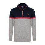 Jibraun Color Block Half-Zip Sweater // Gray + Navy (2XL)