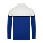Alexander Color Block Half-Zip Sweater // Sax + Ecru (L)