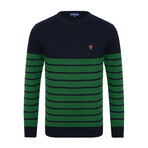 Marcus Striped Sweater // Navy + Green (S)