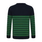 Marcus Striped Sweater // Navy + Green (2XL)