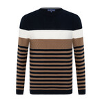Darryl Striped Sweater // Navy + Mink (XL)