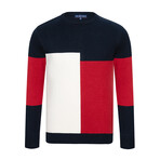Tommy Color Block Sweater // Navy + Ecru + Bordeaux (XL)