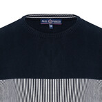 Damian Color Block Sweater // Navy + Ecru (L)