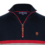 Jibraun Color Block Half-Zip Sweater // Gray + Navy (XL)