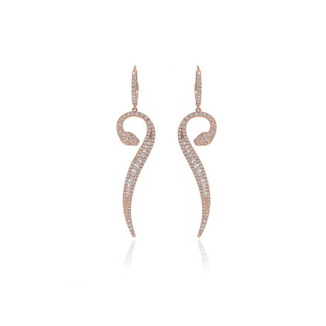 Roberto Coin 18k Rose Gold Snake Diamond Earrings // Store Display