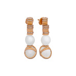 18k Yellow Gold Diamond + Freshwater Pearl Baie De Anges Earrings // Store Display