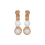 18k Yellow Gold Diamond + Freshwater Pearl Baie De Anges Earrings // Store Display