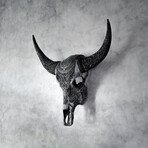 Carved Cow Skull // Gray Boho
