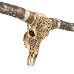 Carved Longhorn Skull // Golden Mandala