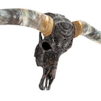 Carved Longhorn Skull // XL Horns // Gray Boho