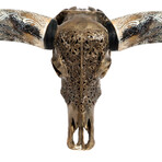 Carved Longhorn Skull // Celtic Spirit // Metallic Finish