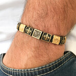 Brass Lily Zircon Adjustable Bracelet // Black + Gold
