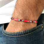 Natural Stone Adjustable Bracelet // Red