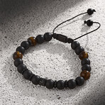 Natural Stone Adjustable Bracelet // Black Tiger Eye