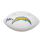 Justin Herbert //  Signed Los Angeles Chargers White Logo Football // Beckett Authenticated