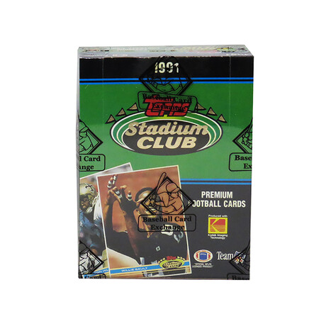 1991 Topps Stadium Club Football Unopened Box BBCE Wrapped From A Sealed Case (FASC)