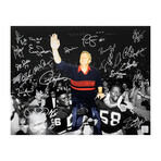 New York Giants // Super Bowl XXI & XXV Team Signed Photo // Bill Parcells Carried Off Field Spotlight // 16x20 // 23 Signatures
