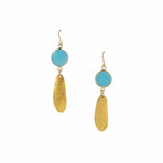 18K Gold Plated Brass + Blue Chalcedony Dangle Earrings // Store Display