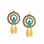 18K Gold Plated Brass + 14K Gold + Turquoise Dangle Earrings // Store Display