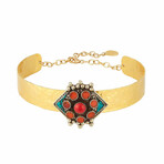 18K Gold Plated Brass + Coral Choker Necklace II // 13.5" // Store Display