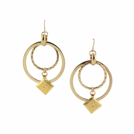18K Gold Plated Brass + 14K Gold Dangle Earrings // Store Display