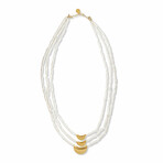 18K Gold Plated Brass + Freshwater Pearl Multi-Strand Necklace // 30" // Store Display