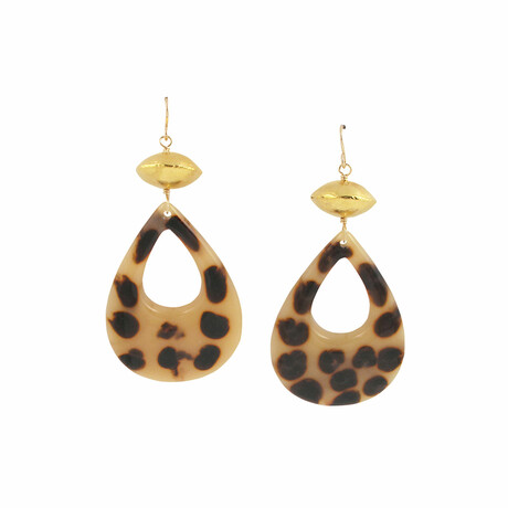 18K Gold-Plated Brass + Resin + 14K Gold-Filled Ear Wire Earrings // Store Display